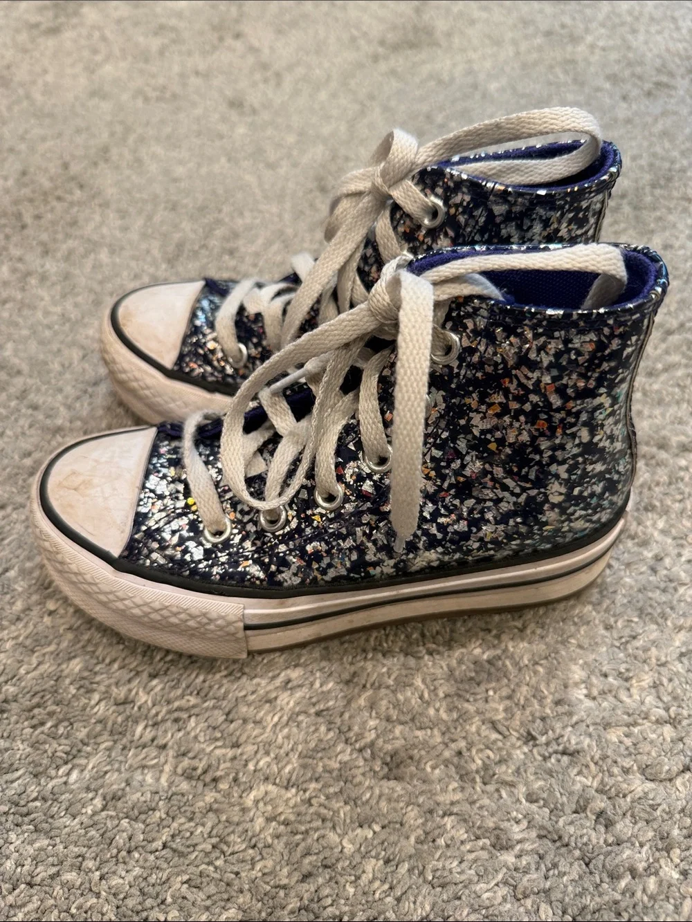 Converse | Glitter High-Top Sneakers in Navy with Multicolor Flecks